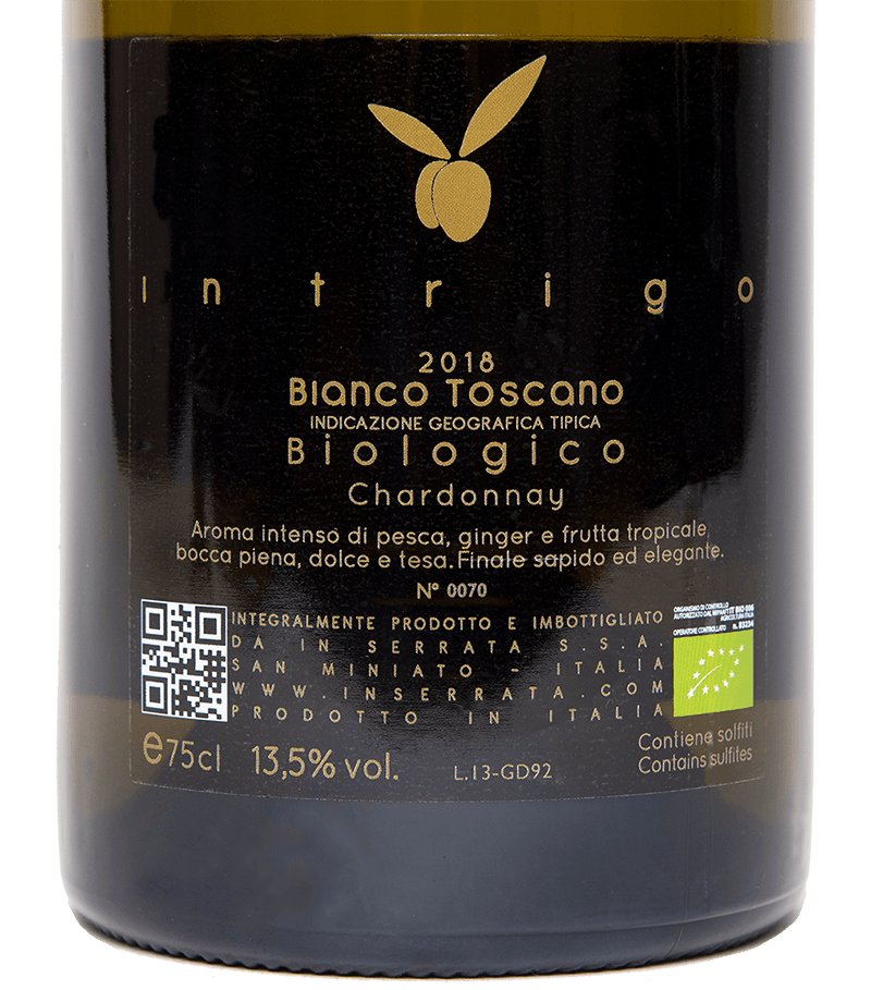 Intrigo Organic White Wine Chardonnay 2018 Inserrata Wines